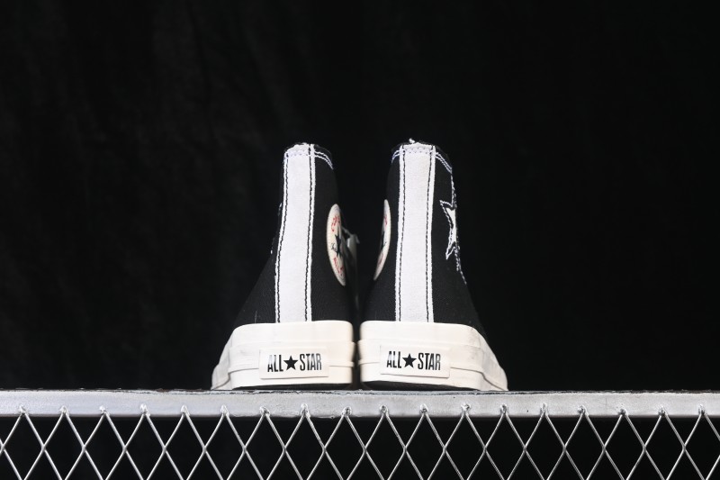 Converse Chuck 70 High-Top Canvas Sneakers with Suede Star Accent and Washed Denim Construction - A19147C