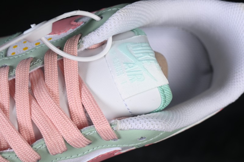 Nike Air Force 1 '07 Low Sneakers with Hand-Drawn Mint and Pink Sweetheart Design - DB3301-909