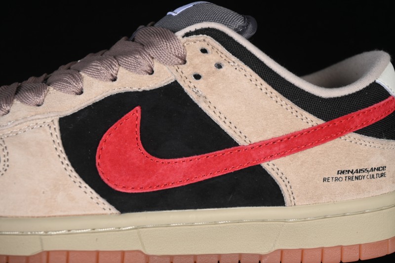 Nike SB Dunk Low Casual Skateboarding Shoes with Khaki and Black Swoosh - HJ0367-200