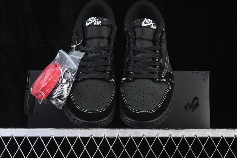 Nike Travis Scott x Air Jordan 1 Low OG Sneakers with Reverse Swoosh Design - DM7866-001
