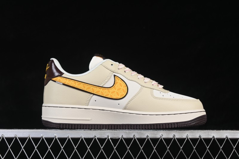 Nike Air Force 1 '07 Low Year of the Horse Limited Edition Beige Gold Thread Casual Skateboarding Shoes - NH0601-504