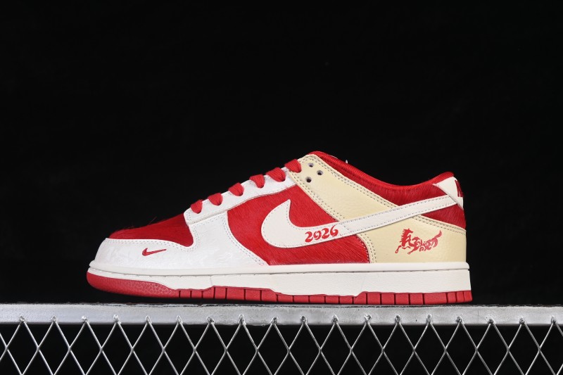 Nike SB Dunk Low Year of the Horse Limited Edition White Red Horsehair Retro Low-Top Skateboarding Shoes - DS6608-020