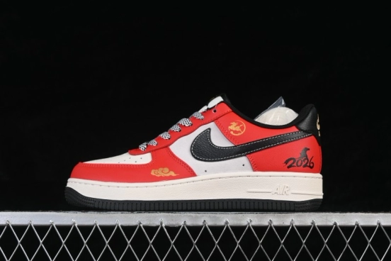 Nike Air Force 1 '07 Low Year of the Horse Limited Edition Cloud Pattern Black Red Casual Skateboarding Shoes - MZ9588-818
