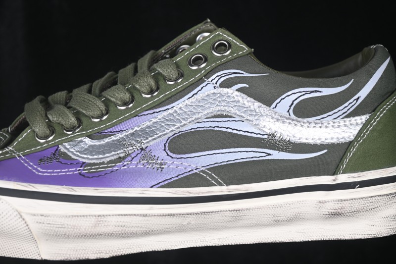 Vans Old Skool Flame Series Low-Top Casual Skate Shoes with Suede and Canvas Upper - VN000D9RGRK