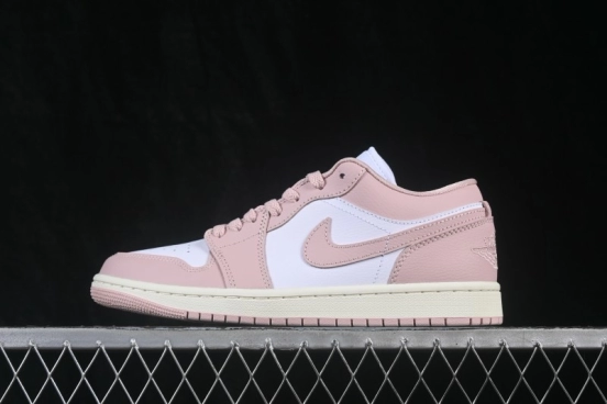 Nike Air Jordan 1 Low Retro Basketball Shoes in White and Pink for Casual Wear - DC0774-162