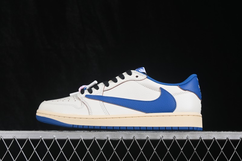 Nike Travis Scott x Air Jordan 1 Low OG Retro Sneakers with Reverse Swoosh Design - DM7866-104