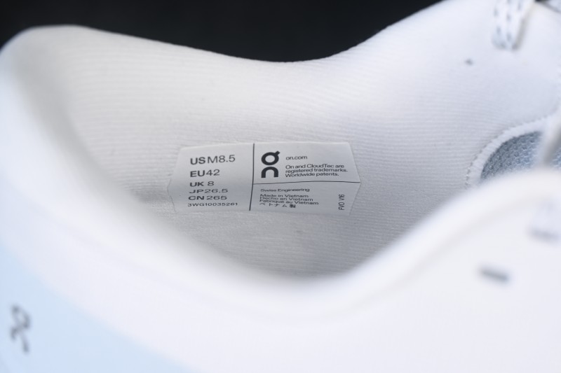 On Cloudmonster 3 Cushioned Running Shoes – White/Light Blue with Silver-Grey Logo