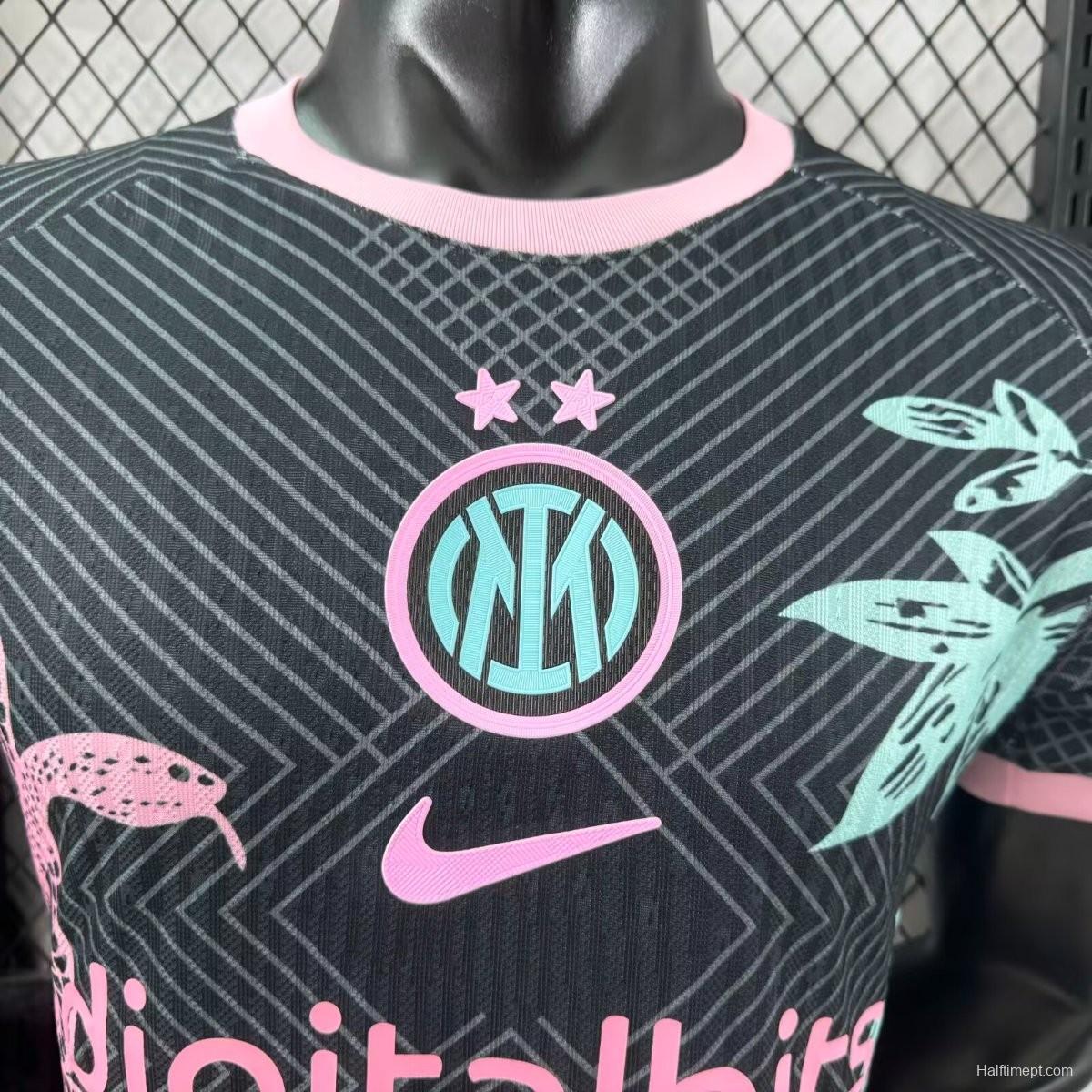 Player Version 25/26 Inter Milan Black with Snake and Floral Pattern Jersey