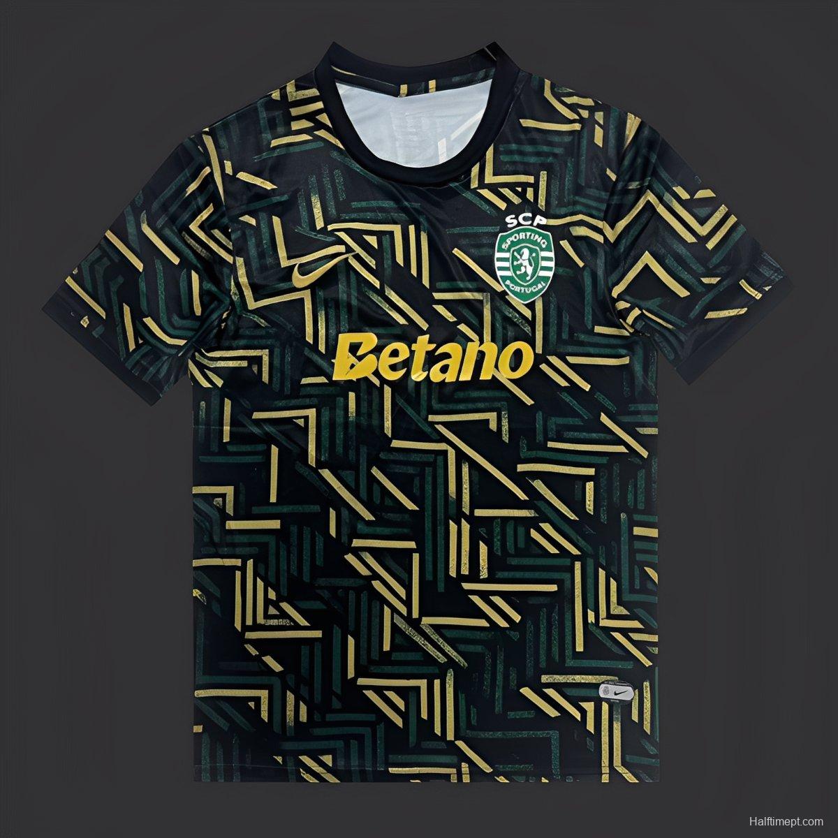 25/26 Sporting CP Dark Green with Geometric Gold Pattern Jersey