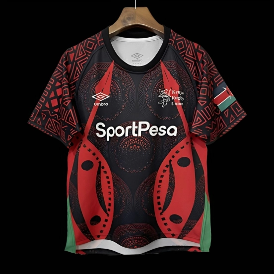 2026 Kenya Black with Red Maasai Shield and Tribal Patterns Jersey