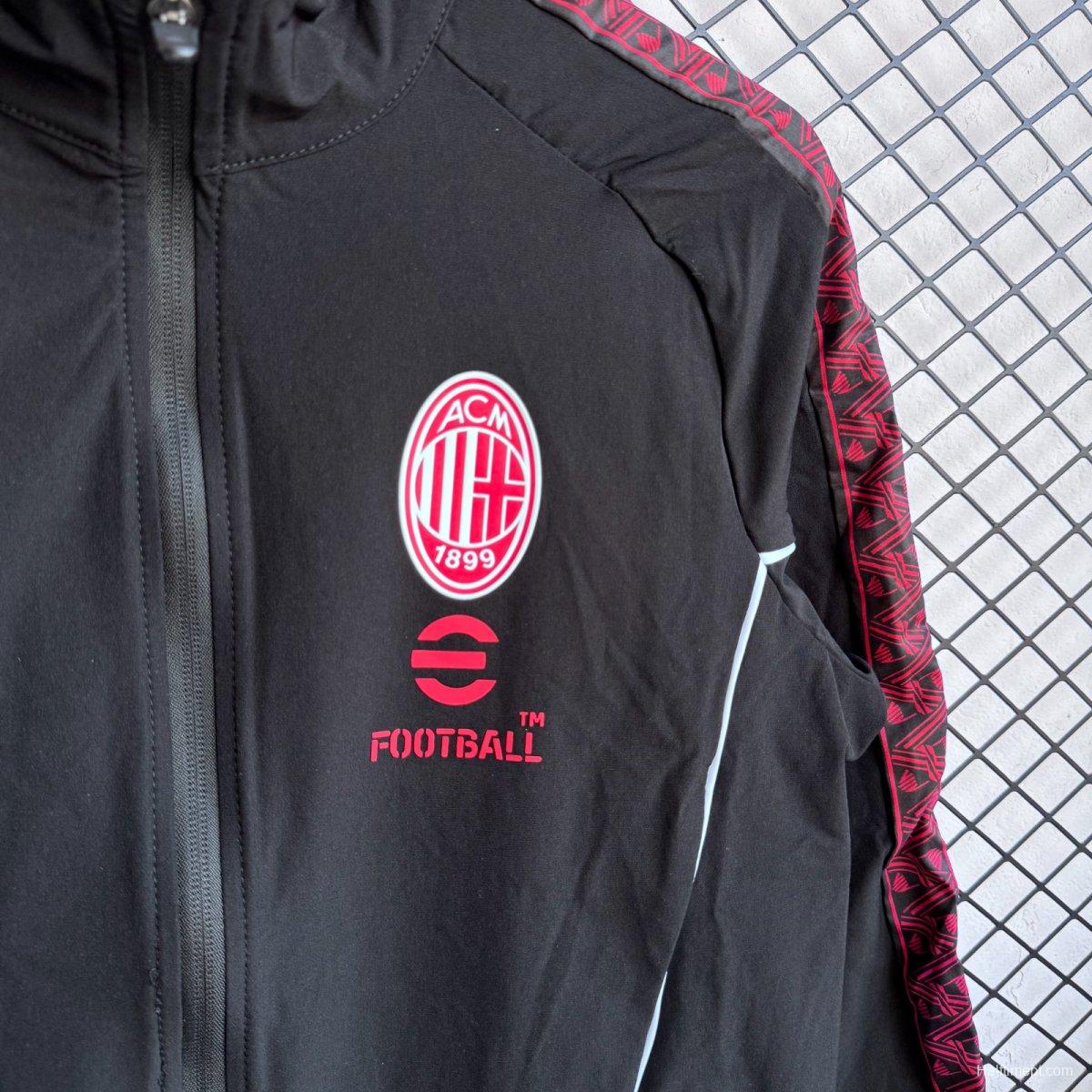 25/26 AC Milan Black/Pink Full Zipper Windbreaker + Long Pants
