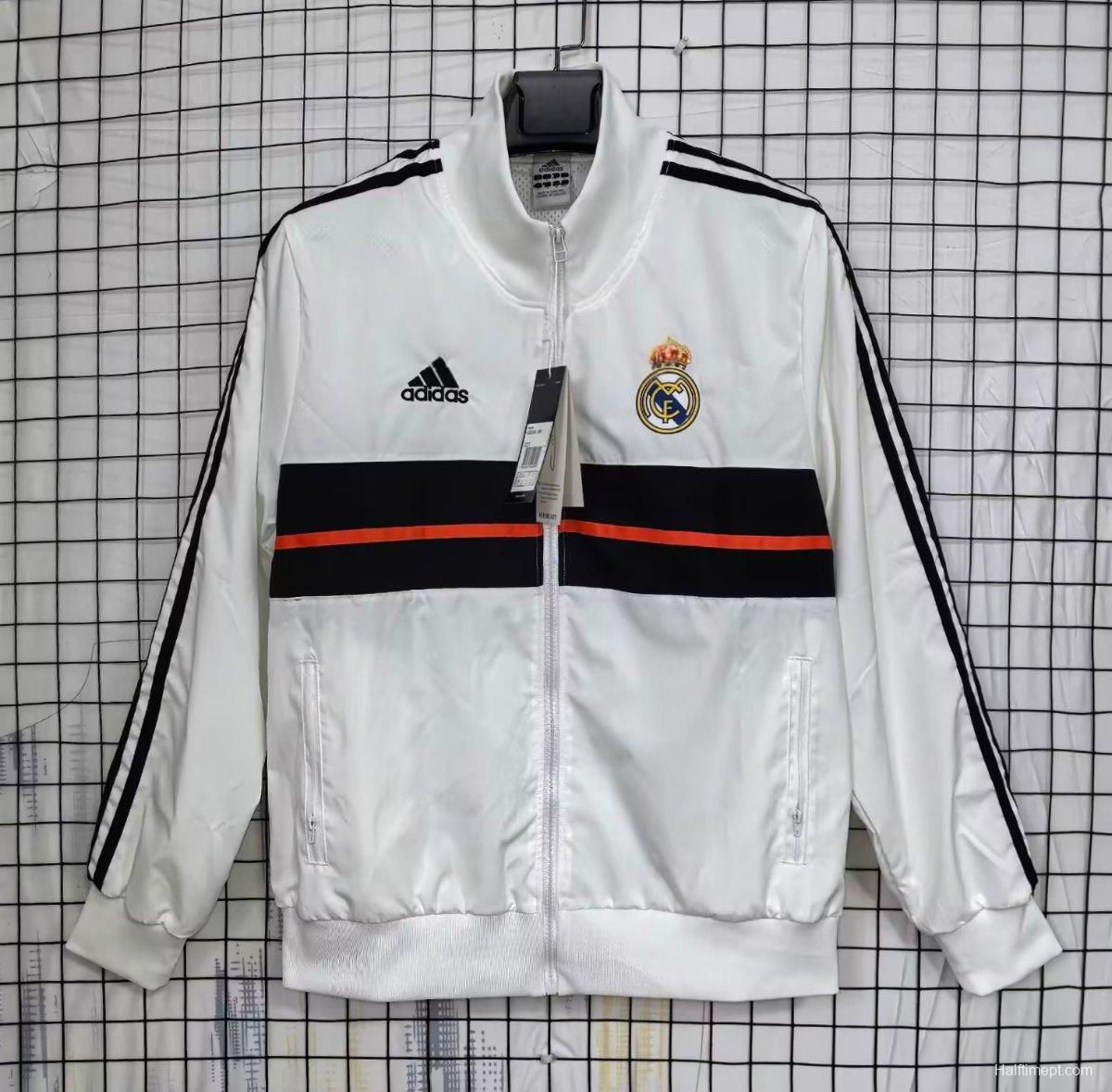 25/26 Real Madrid White  Full Zipper Windbreaker