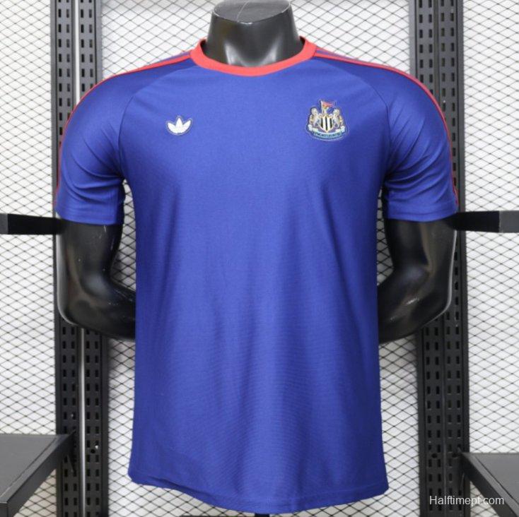 Player Version 26/27 Newcastle United Blue 1990 Vintage Remake  Short Sleeve Away Jersey