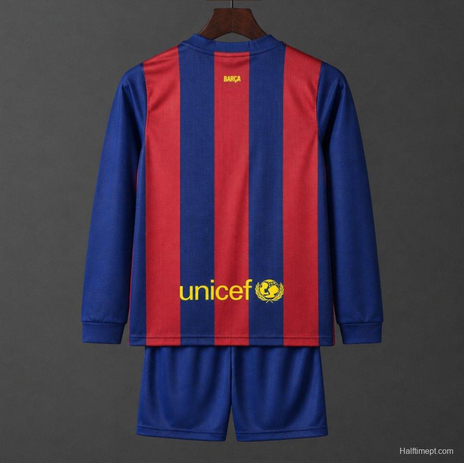 Retro Kids 14/15 Barcelona Home Long Sleeve Jersey