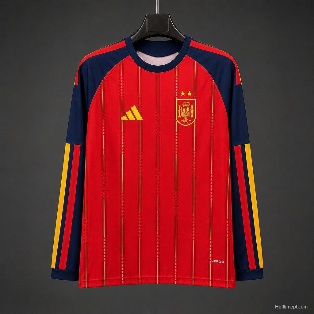 2026 Spain Home  2 Stars  Long Sleeve Jersey