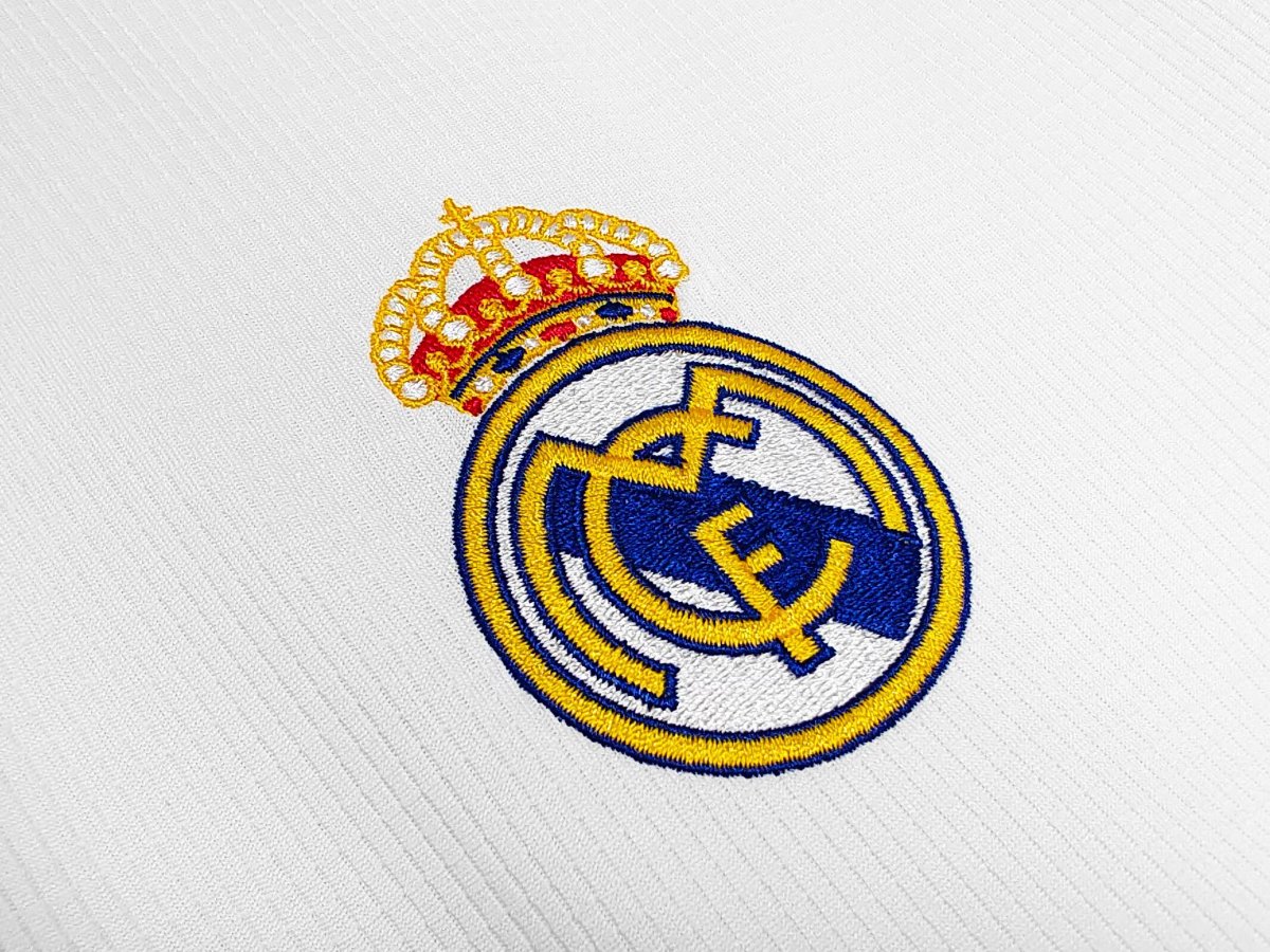 Retro 19/20 Real Madrid White with Gold Stripes Home Long Sleeve Jersey